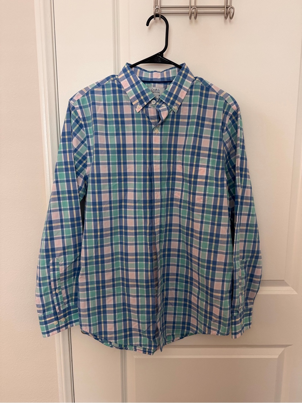 croft & barrow Blue, Green & White Plaid Button-Down Shirt